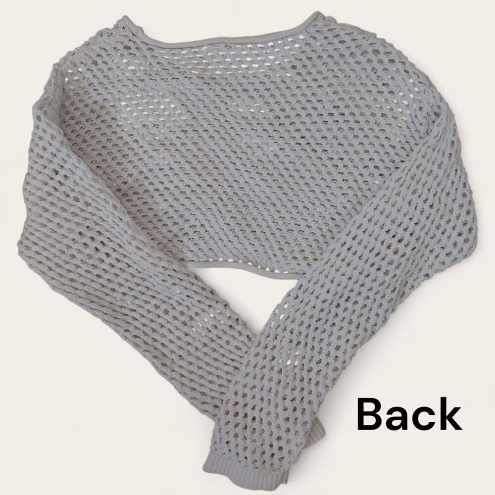 Garage Crochet Crop Top Cover Up Small Open Knit Sweater - Picture 7 of 7